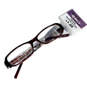 Simply Specs Fashion Reading Glasses, +1.25, Brown, New